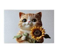 Cat Jigsaw Puzzles for Adults 1500, 1500 piece Jigsaw Puzzles for Adults, Challenging Wooden Jigsaws Puzzle for The Whole for Women, Puzzle for Home Wall Decor, Gifts for Women, Theme: Sunflower W-50