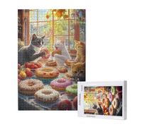 Cat Jigsaw Puzzles for Adults 1500 Donut Puzzle, Wooden Puzzles for Adults with Gift Box, Impossible Puzzle, Challenging High Difficulty Family Activity, Gifts for Men Women,Home Decor87x57 cm, p1520t