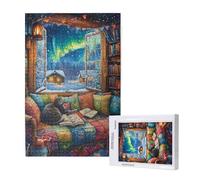 Cat Jigsaw Puzzles for Adults 6000 Northern Lights Puzzle,Wooden Puzzles for Adults with Gift Box,Impossible Puzzle,Challenging High Difficulty Family Activity,Gifts for Men Women,105x180 cm,p1171t