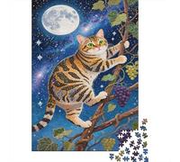Cat Jigsaw Puzzles Puzzle for Adults Kids. 1000 Piece Moonlit Night Grapes Impossible Challenge Toy Home Decoration for Gifts 1000pcs (75x50cm)