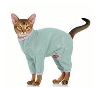 Cat Jumper, Pyjamas Outfit Cat Coat for Cats Only Recovery Suit With Legs Body Suit to Stop Licking(Bean Green, S)