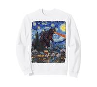 Cat Kaiju Monster Starrynight vangogh sky moon painting art Sweatshirt