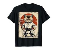 Cat Karate in Gi with Red Japanese Sun Circle Judo Funny T-Shirt