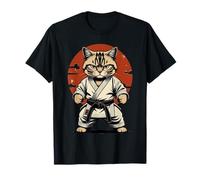 Cat Karate in Gi with Red Japanese Sun Circle Judo Funny T-Shirt