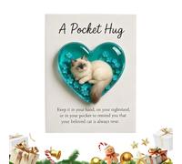 Cat Keepsake - Mini Heart Shaped Sculpture With Motivational Card | Gift For Pet Lover Decoration | Collectible For Home Bedside Bookshelf Holiday Christmas Sympathy Memory Remembrance Display
