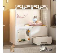 Cat Kennel,Cat Cage Cat Enclosure with Cat Litter Box, Cat Playpen Cat Kennels Indoor DIY, Hollow Side Panels, Door with Lock (Color : Package 2, Size : 71x37x72cm)