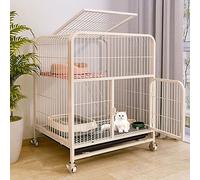 Cat Kennel,Cat Kennels for Indoor Cats Small, Kitten House Furniture Metal Wire Small Animal Cage Pet Enclosure, Universal Wheel, Exquisite Cat Villa (Color : White, Size : Large)