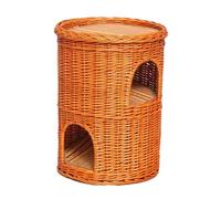 Cat Kennel for Indoor Cats, Hand Made, Hemming Design, Strong Wicker, Summer Mat and Cotton Pads, for Cats, Ferret, Rabbit, Small Animals