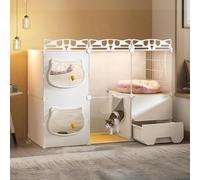 Cat Kennel with Litter Box - Sturdy Indoor Pet Cage and Dog Crate - Super Large Transparent Luxury Cat Villa