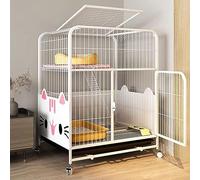 Cat kennels for indoor cats metal, Large 2-Tier 37.4in Height Kitten House Furniture Metal Wire Small Animal Cage Pet Enclosure w Front Doors Ladders Platforms Bed (Color : White)