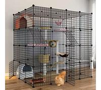 Cat Kennels Pet Playpen Cat Crate Large 2/3/4/5 -Tier Cat Cage Metal Wire Small Animal Kitten House Pet Enclosure Large Rest And Play Space, Easy Installation (Color : B, Size : 147 * 111 * 146CM)