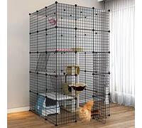 Cat Kennels Pet Playpen Cat Crate Large 2/3/4/5 -Tier Cat Cage Metal Wire Small Animal Kitten House Pet Enclosure Large Rest And Play Space, Easy Installation,B-111 * 111 * 182CM