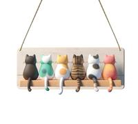 Cat Key Hook - Vintage Wall Hanger, Cute Key Holder | Heavy Duty Iron Construction with Cat Silhouette Design, Compact Multiple Ganks Storage, Fixing Kit Included