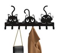 Cat Key Hook - Wooden Mount Frame, Artistic Silhouette Pattern, Compact Hanging Structure, Functional Storage Rack, Playful Ornament Bringing Character Appeal and Organization to Living Space Decorati