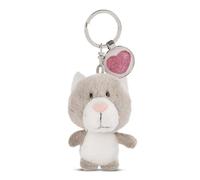 Cat keyring with charm Nici Heart Gris 7 cm