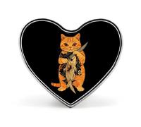 Cat Killer Fish Heart Metal Brooches 1 Inch Memorial Badges Exquisite Decorations Pins for Clothing