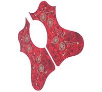 Cat King Cornered Acoustic Guitar Pickguard - Protect Your Guitar's Face with Black, White, Red, or Brown Options - Scratch Resistant Wooden Guitar Guard (Red)