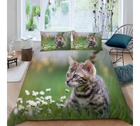 Cat King Size Duvet Cover Sets Cute Pets Bedding Set 3D Print Quilt Cover 230x220 cm Soft Microfiber Lightweight with Zipper Closure and 2 Pillowcases f-1421