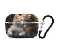 Cat Kiss AirPods Pro Case Cover with Keychain Ring PC Hard Shell Protective Case for AirPods Pro 2nd for Women Men Generation Easy Open Full Drop Protection Cover White-Style