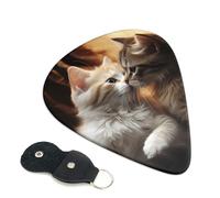 cat kiss Guitar Picks 6 Pcs, 0.71mm Thickness Celluloid Plectrum with Leather Picks Holder, Personalized Guitar Pick for Bass Electric Acoustic Guitars Lovers Gift