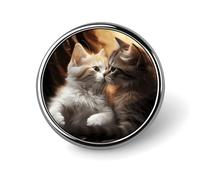 Cat Kiss Round Badge Brooch Fashion Lapel Tie Pins Lightweight Metal Brooch Badge For Men Women Costume Decorative Accessory