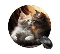 Cat Kiss Round Mouse Pad Smooth Glide Gaming Mousepad Extra Density Portable Comfortable Mouse Mat for Desk, Home, Office 7.8x7.8 Inches