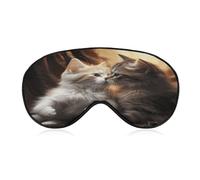 Cat Kiss Sleep Mask Block Light Eye Sleep Shade Cover Comfortable Lightweight Sleeping Blindfold Soft Breathable Night Eye Cover Adjustable Band Eye Mask for Men Women