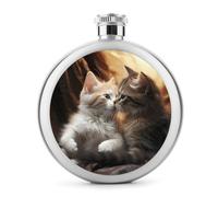 Cat Kiss Whiskey Flasks, Small Portable Travel Liquor Flask, Stainless Steel Leak Proof Flask for Wedding Party, Groomsman, Bridesmaid Gift- 5oz