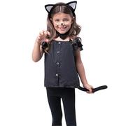 Black Girls Cat Costume With Ears - cat set fancy dress ears tail costume girls bow tie instant smiffys child animal kids halloween