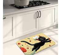 Cat Kitchen Mats for Floor, Cat Strawberry Cute Mats, Cushioned Comfort Washable Non Slip Decor Rugs for Kitchen Sinks Laundryroom Bathroom 16x24 Inch
