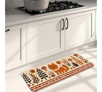 Cat Kitchen Mats for Floor, Vintage Floral Soft Rugs, Cushioned Comfort Washable Non Slip Decor Mats for Kitchen Sinks Laundryroom Bathroom 16x47 Inch