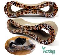 Easipet Cardboard Cat Scratching Post, Sofa Bed Style with Catnip, Leopard Print, 86.5 x 25 x 26 cm