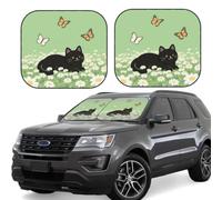 Cat Kitten Daisy Car Windshield Sun Shade 2pcs Car Front Window Sunshade | Portable Window Sunshade Protector Blocks UV Rays Sun Visor Protector Universal for Cars Sedan Truck SUV Interior Accessories