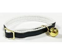Cat/Kitten Leather Collar with Safety Elastic, Bell (Black)