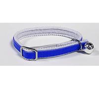 Cat/Kitten Leather Collar with Safety Elastic, Bell (Blue)