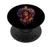 Cat Kitten Melanin African History Proud Strong Afro Woman PopSockets Adhesive PopGrip