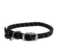 Cat/Kitten Reflective Softweave Collar with Safety Elastic & Bell with Safety Release (Black)