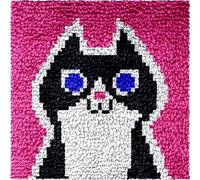 Cat Kitten Small Size Mini Cartoon Latch Hook Kits Rug Mat DIY Cushion Cushion Making Crochet Hooking Mat Making Kits Color Pattern Christmas Decoration Crochet Kits 30x30cm