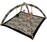 Cat Kitten Soft Play Mat Activity Centre with 4-Hanging Toys Zebra or Tiger Pattern, 60 cm Random Design will be dispatched