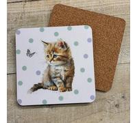 CAT KITTEN - SPOTS COASTER BY WHITE COTTON CARDS (C-S14)