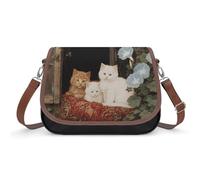 Cat Kittens Morning Glory Small Cross Body Bag Women Handbag Purse Shoulder Bags with Removable Strap