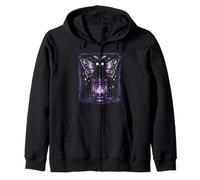Cat Kitty Lunar Moth Purple Kawaii Pastel Goth Alt Aesthetic Zip Hoodie