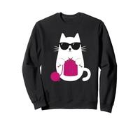 Cat Knitting Sunglasses Yarn Crochet Needlecraft Crafter Sweatshirt
