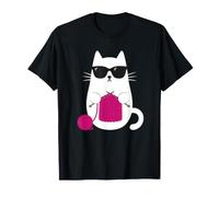Cat Knitting Sunglasses Yarn Crochet Needlecraft Crafter T-Shirt