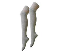 CAT KO Women Soft Knee High Socks Solid color Lace Striped Over the Knee Socks Cotton Stocking for Women, Grey, One size