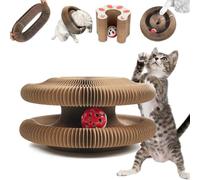 Cat Kurlz, Magic Organ Cat Scratching Board Kurlz Toy, Interactive Cardboard Cat Toy, Marlene Round Scratch Board, Foldable Cat Accordion Toy with Bell for Indoor Cats (1 Pcs)