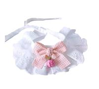 Cat Lace Ruffled Collar Bib with Bell, Cute Strawberry Bow Bandana for Kitten Small Dogs, Pet Clothing Decoration (Pink,L)