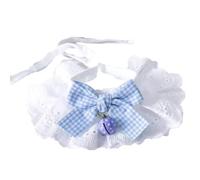 Cat Lace Ruffled Collar Bib with Bell, Cute Strawberry Bow Bandana for Kitten Small Dogs, Pet Clothing Decoration (Blue,XS)