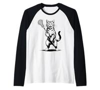Cat Lacrosse Team Goalie Lax Player Raglan Baseball Tee