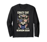 Cat Ladies for Gavin Newsom 2028 Funny Patriotic Democrat Long Sleeve T-Shirt
